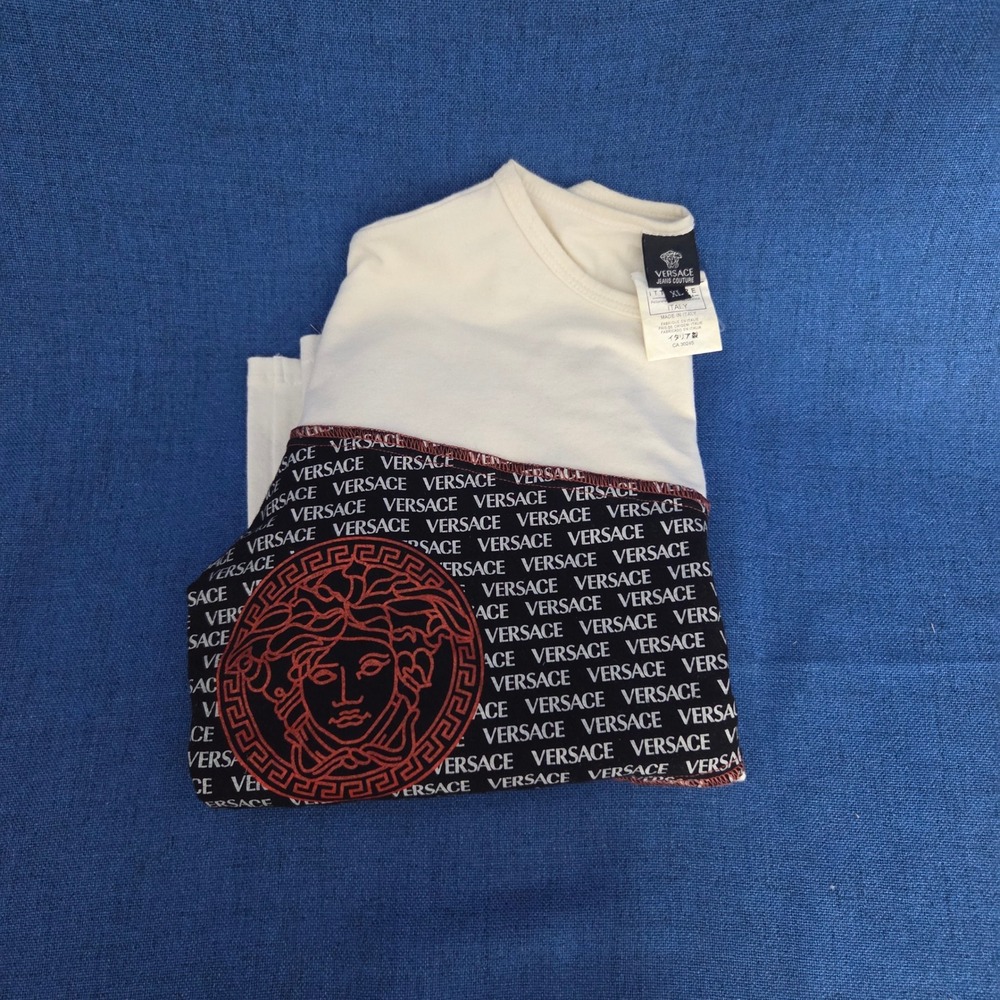 Versace Jeans Couture White Boxy Cropped Medusa Logo Long Sleeve XL